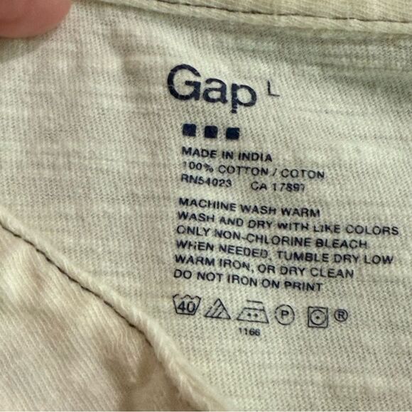 Gap 100% Cotton Cream Henley Long Sleeve Shirt Size Large - Picture 5 of 7